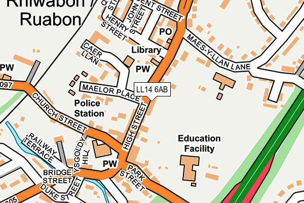 LL14 6AB map - OS OpenMap – Local (Ordnance Survey)