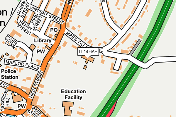 LL14 6AE map - OS OpenMap – Local (Ordnance Survey)
