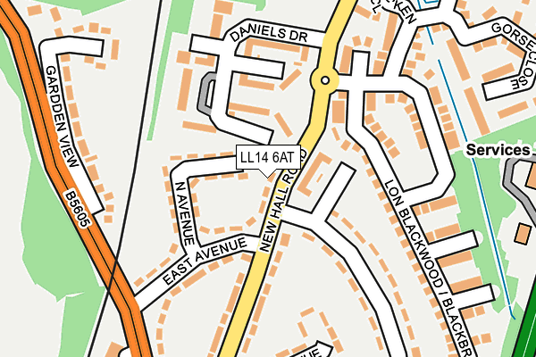 LL14 6AT map - OS OpenMap – Local (Ordnance Survey)