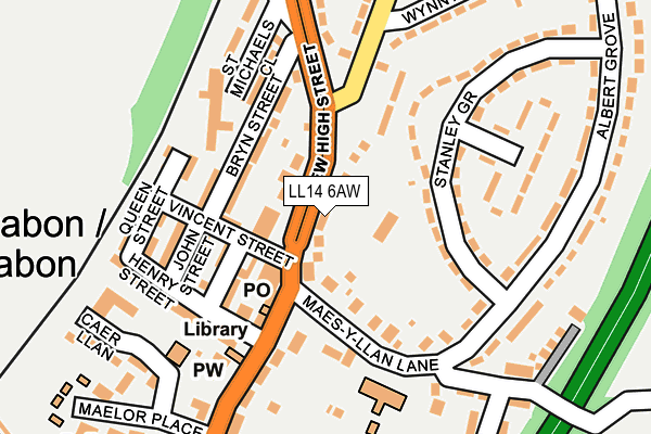 LL14 6AW map - OS OpenMap – Local (Ordnance Survey)