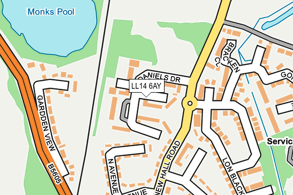 LL14 6AY map - OS OpenMap – Local (Ordnance Survey)