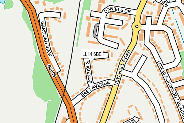 LL14 6BE map - OS OpenMap – Local (Ordnance Survey)