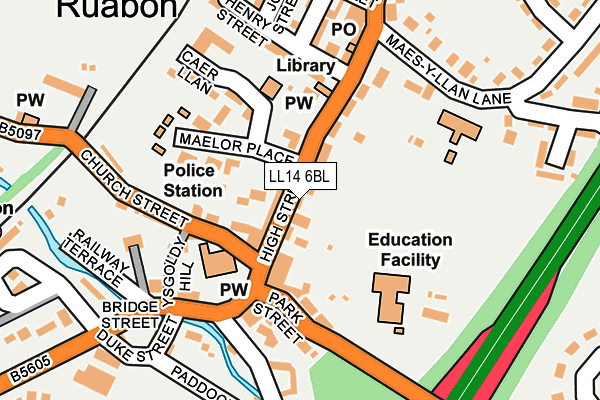 LL14 6BL map - OS OpenMap – Local (Ordnance Survey)