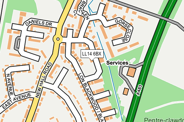LL14 6BX map - OS OpenMap – Local (Ordnance Survey)