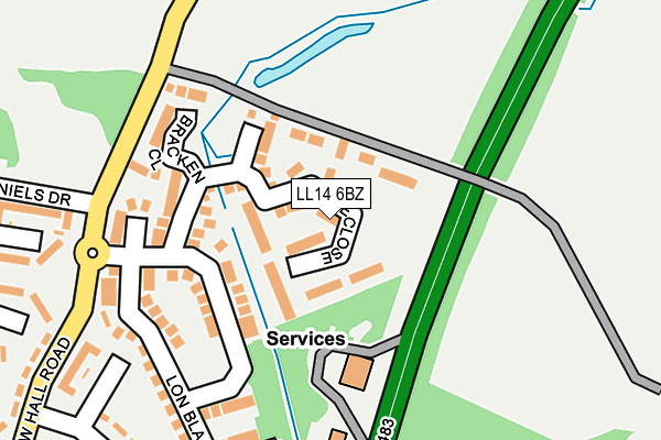 LL14 6BZ map - OS OpenMap – Local (Ordnance Survey)