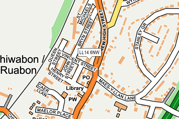 LL14 6NW map - OS OpenMap – Local (Ordnance Survey)