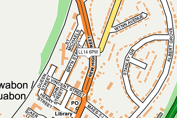 LL14 6PW map - OS OpenMap – Local (Ordnance Survey)