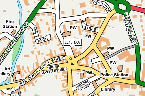 LL15 1AA map - OS OpenMap – Local (Ordnance Survey)