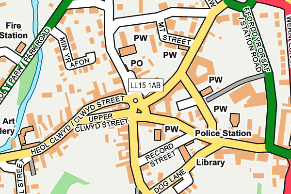 LL15 1AB map - OS OpenMap – Local (Ordnance Survey)