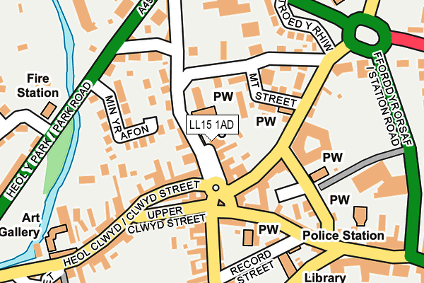 LL15 1AD map - OS OpenMap – Local (Ordnance Survey)