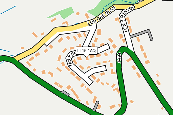 LL15 1AQ map - OS OpenMap – Local (Ordnance Survey)