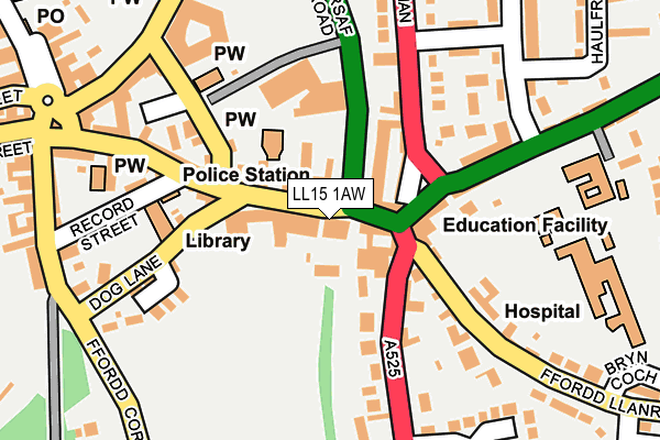 LL15 1AW map - OS OpenMap – Local (Ordnance Survey)