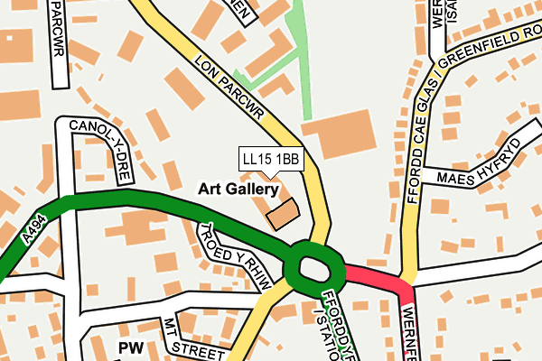 LL15 1BB map - OS OpenMap – Local (Ordnance Survey)