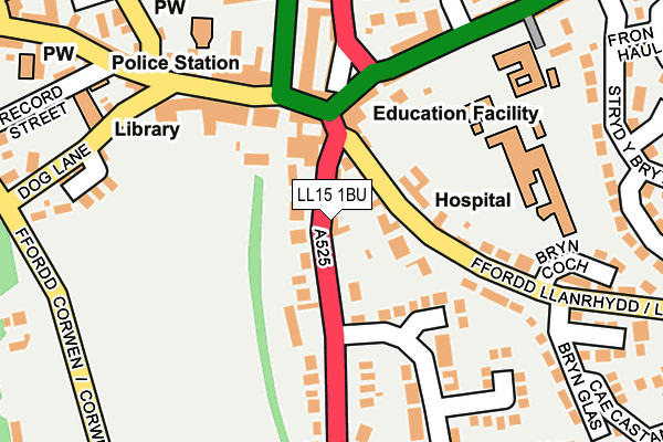 LL15 1BU map - OS OpenMap – Local (Ordnance Survey)
