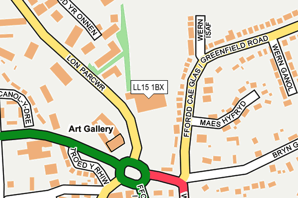 LL15 1BX map - OS OpenMap – Local (Ordnance Survey)