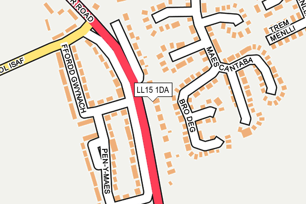 LL15 1DA map - OS OpenMap – Local (Ordnance Survey)