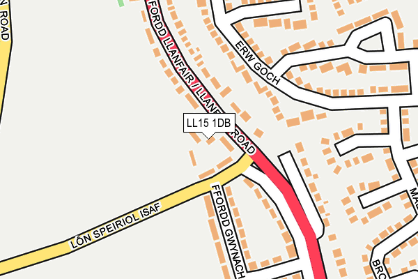 LL15 1DB map - OS OpenMap – Local (Ordnance Survey)