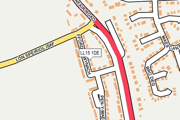 LL15 1DE map - OS OpenMap – Local (Ordnance Survey)
