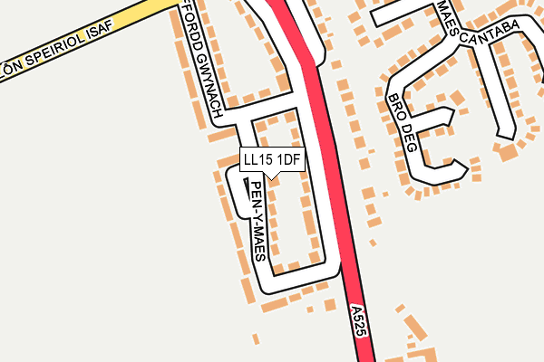 LL15 1DF map - OS OpenMap – Local (Ordnance Survey)