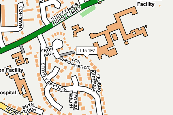 LL15 1EZ map - OS OpenMap – Local (Ordnance Survey)