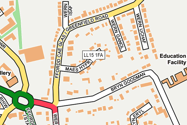 LL15 1FA map - OS OpenMap – Local (Ordnance Survey)