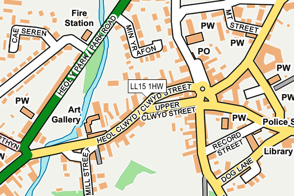 LL15 1HW map - OS OpenMap – Local (Ordnance Survey)