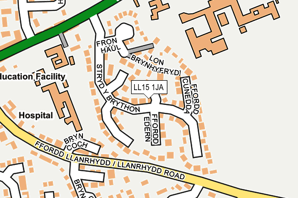 LL15 1JA map - OS OpenMap – Local (Ordnance Survey)