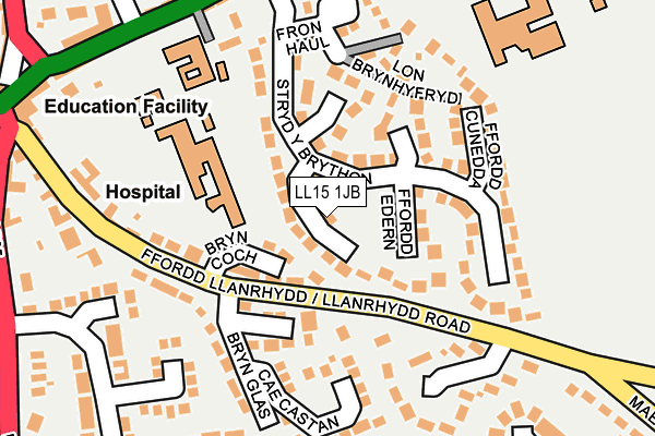 LL15 1JB map - OS OpenMap – Local (Ordnance Survey)