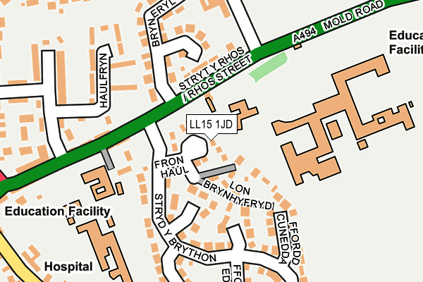 LL15 1JD map - OS OpenMap – Local (Ordnance Survey)
