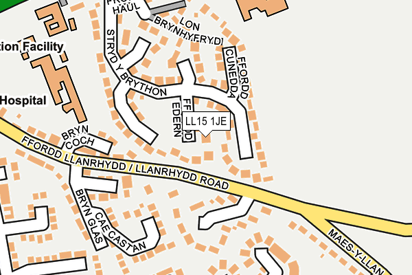 LL15 1JE map - OS OpenMap – Local (Ordnance Survey)