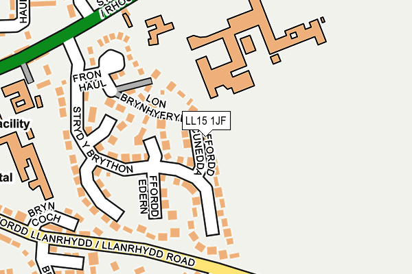 LL15 1JF map - OS OpenMap – Local (Ordnance Survey)