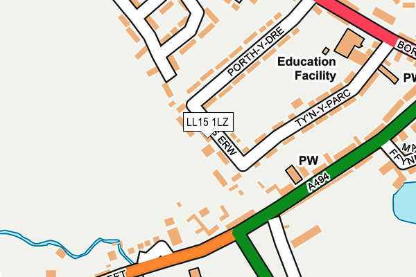 LL15 1LZ map - OS OpenMap – Local (Ordnance Survey)
