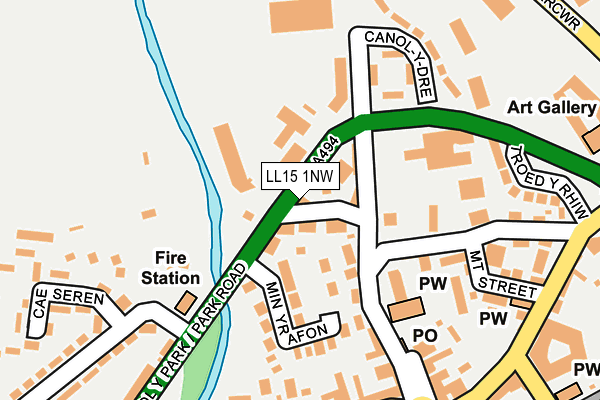LL15 1NW map - OS OpenMap – Local (Ordnance Survey)