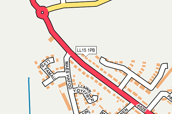 LL15 1PB map - OS OpenMap – Local (Ordnance Survey)