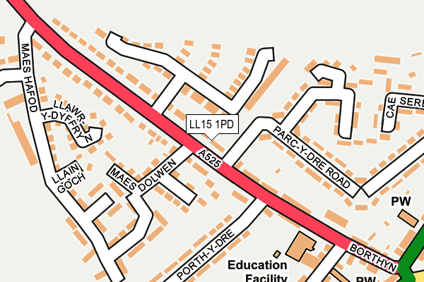 LL15 1PD map - OS OpenMap – Local (Ordnance Survey)