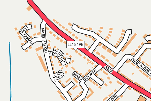 LL15 1PE map - OS OpenMap – Local (Ordnance Survey)