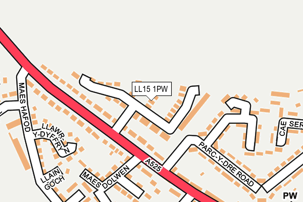 LL15 1PW map - OS OpenMap – Local (Ordnance Survey)