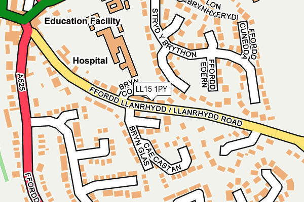 LL15 1PY map - OS OpenMap – Local (Ordnance Survey)