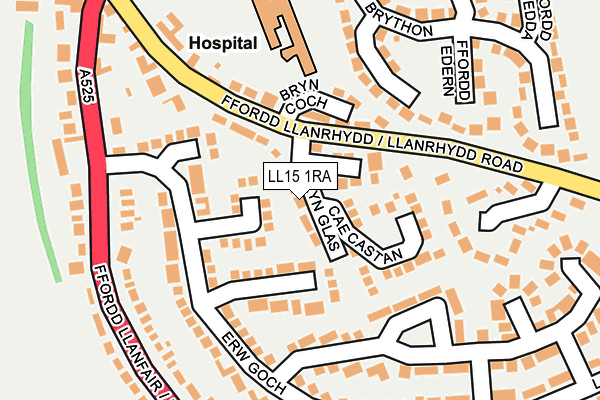 LL15 1RA map - OS OpenMap – Local (Ordnance Survey)