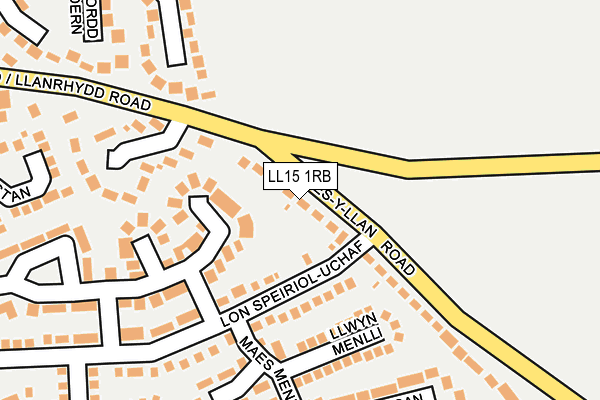 LL15 1RB map - OS OpenMap – Local (Ordnance Survey)