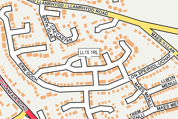 LL15 1RL map - OS OpenMap – Local (Ordnance Survey)
