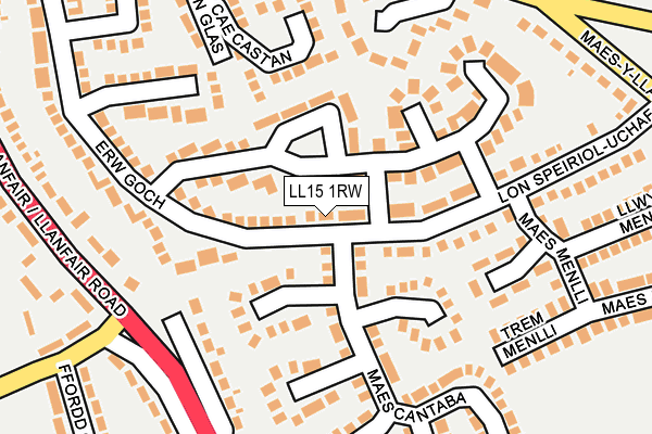 LL15 1RW map - OS OpenMap – Local (Ordnance Survey)