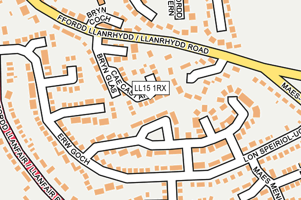 LL15 1RX map - OS OpenMap – Local (Ordnance Survey)