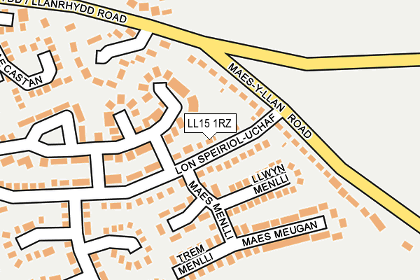 LL15 1RZ map - OS OpenMap – Local (Ordnance Survey)