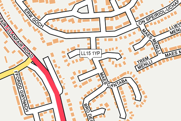 LL15 1YP map - OS OpenMap – Local (Ordnance Survey)