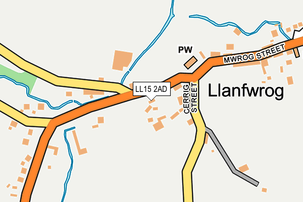 LL15 2AD map - OS OpenMap – Local (Ordnance Survey)