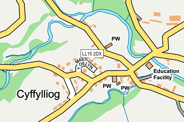 LL15 2DX map - OS OpenMap – Local (Ordnance Survey)
