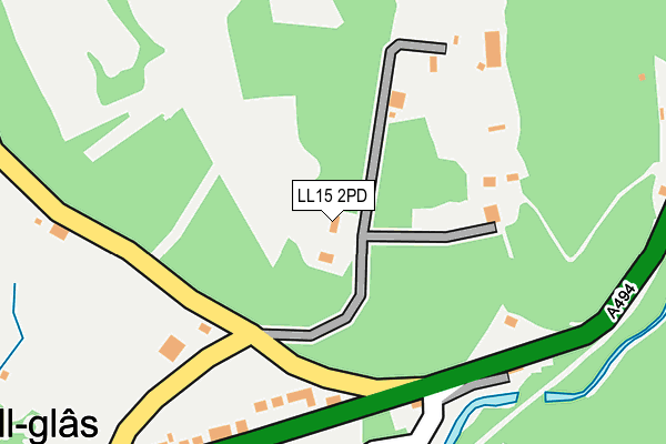 LL15 2PD map - OS OpenMap – Local (Ordnance Survey)