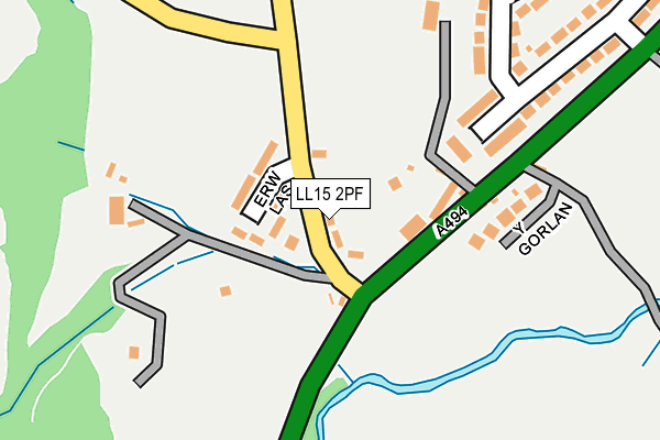 LL15 2PF map - OS OpenMap – Local (Ordnance Survey)