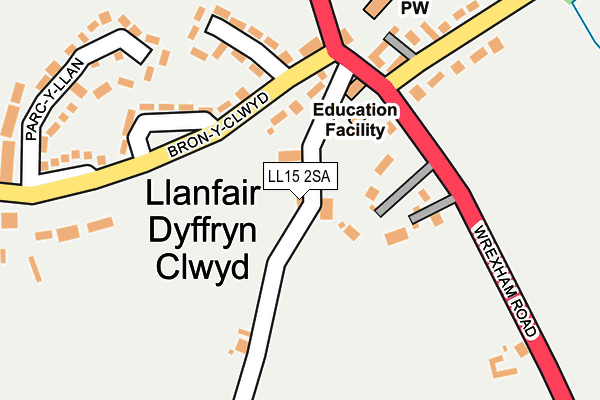 LL15 2SA map - OS OpenMap – Local (Ordnance Survey)